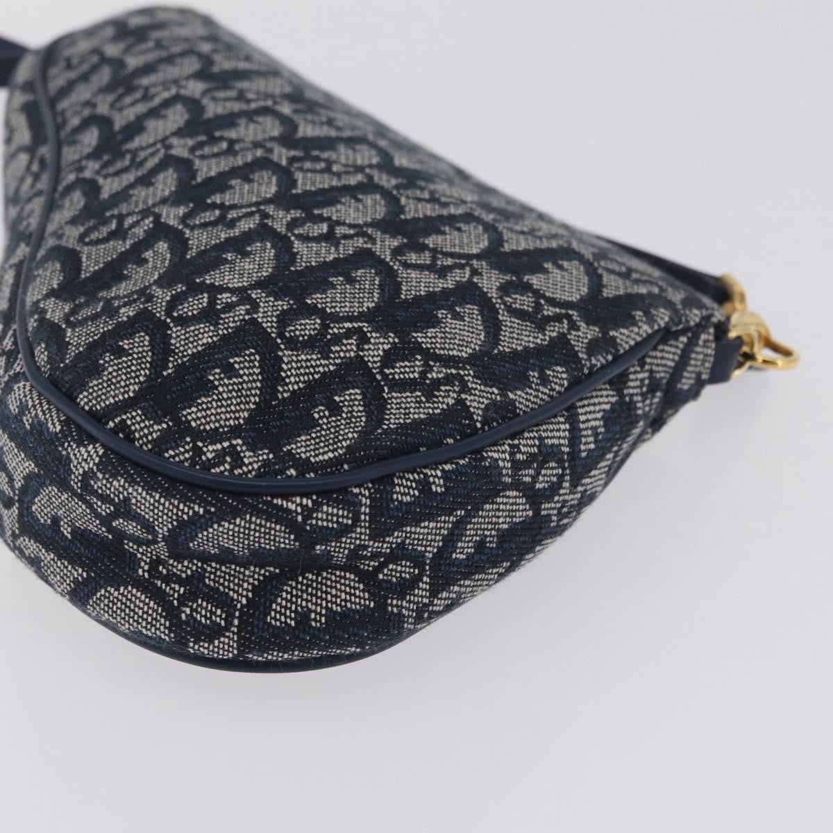 Christian Dior Vintage Saddle Bag Canvas, Navy, Canvas, Clutch