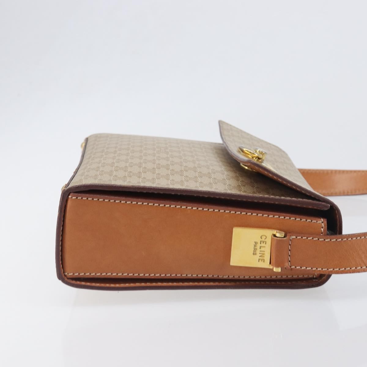 Celine Macadam Leather, Beige, Canvas, Shoulder Bag