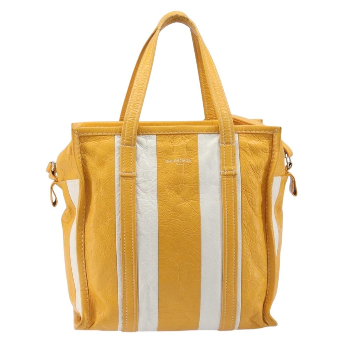 Balenciaga Bazar Leather, Yellow, Leather, Tote Bag