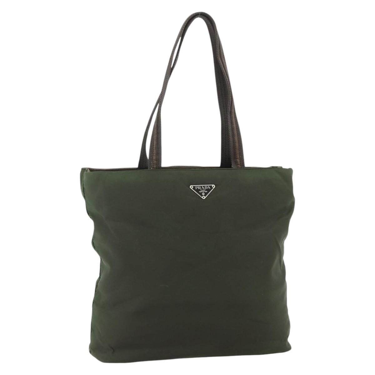Prada Zip Tote Tessuto, Khaki, Nylon, Tote Bag