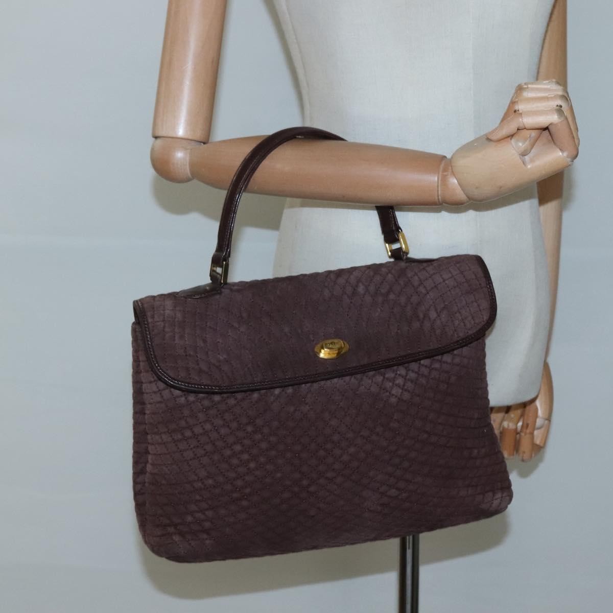 Bally Handbag Quilted Suede, Brown, Suede, Handbag
