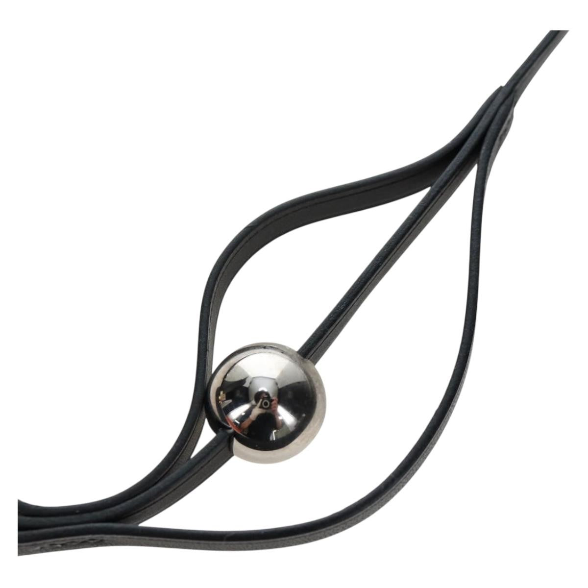 Hermes Météore Leather, Black, Leather, Necklace