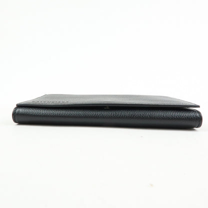 Balenciaga Logo Wallet with Strap Embossed Leather, Black, Leather, Crossbody Bag