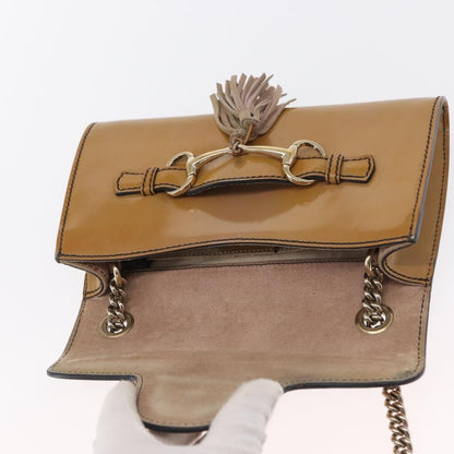 Gucci Emily Chain Flap Patent, Beige, Patent Leather, Shoulder Bag