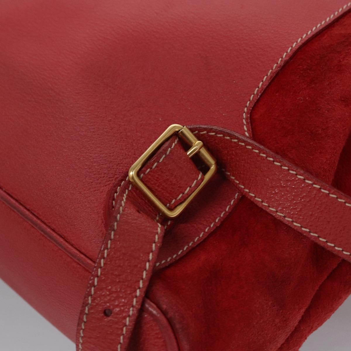 Gucci Vintage Bamboo Suede and Leather, Red, Suede, Backpack