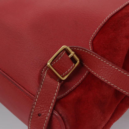 Gucci Vintage Bamboo Suede and Leather, Red, Suede, Backpack