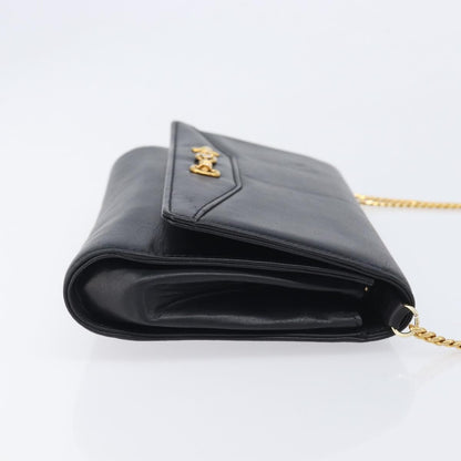 Celine Shoulder Leather, Black, Leather, Shoulder Bag
