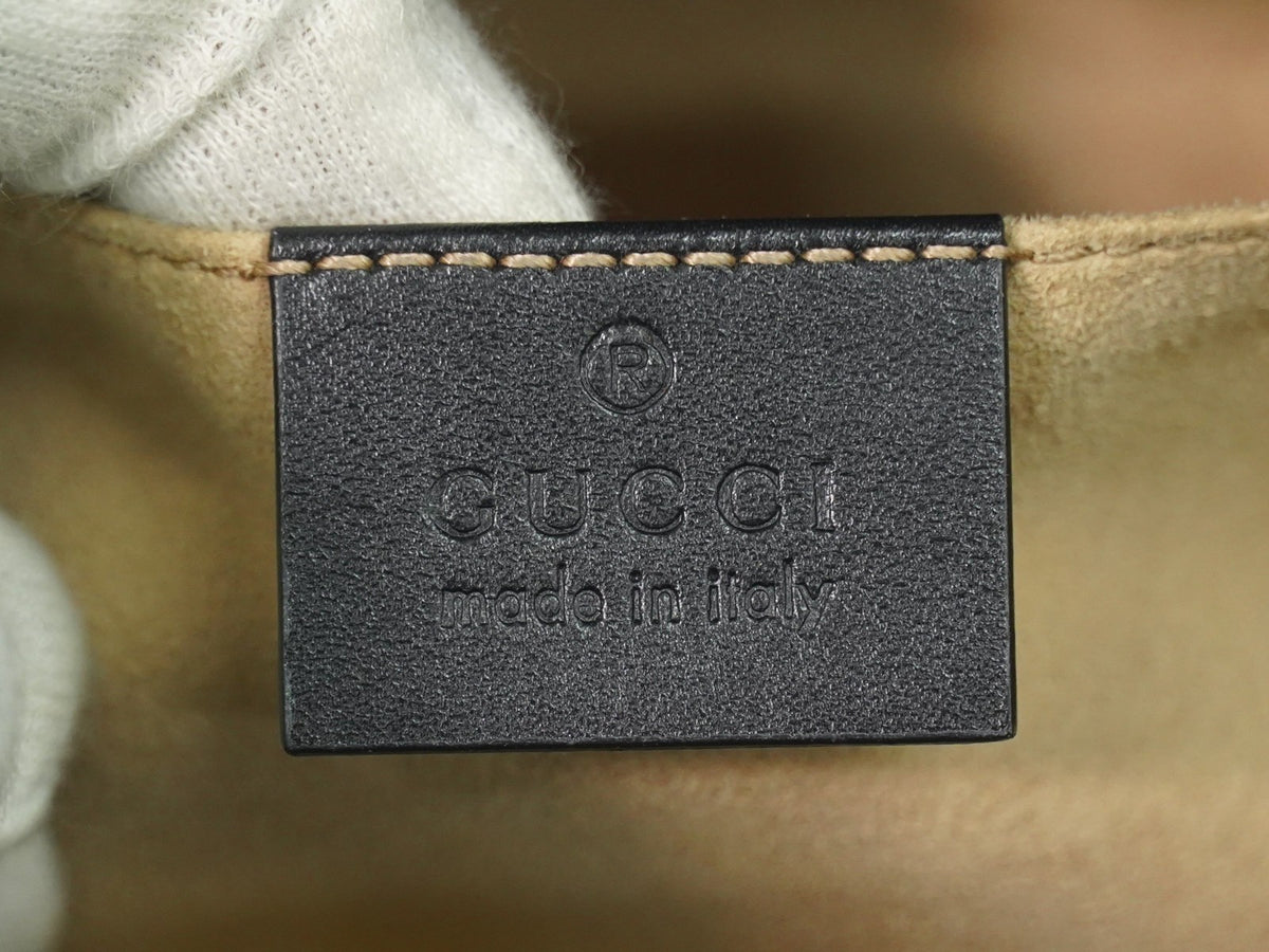 Gucci Nymphaea Top Handle Leather, Black, Leather, Handbag