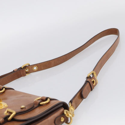 Miu Miu Shoulder Leather, Brown, Leather, Shoulder Bag
