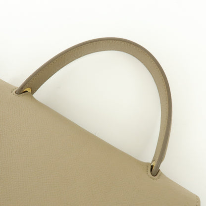 Celine Belt Textured Leather, Beige, Leather, Handbag