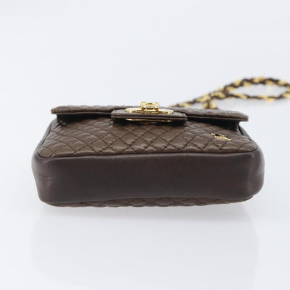 Bally Vintage Chain Quilted Leather, Brown, Leather, Shoulder Bag