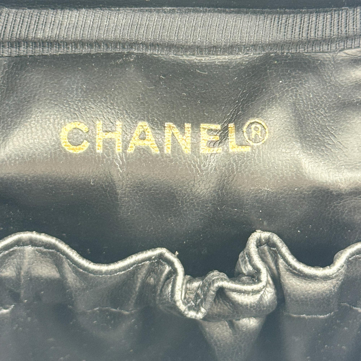 Chanel Vintage Timeless Cosmetic Case Caviar, Black, Leather, Clutch