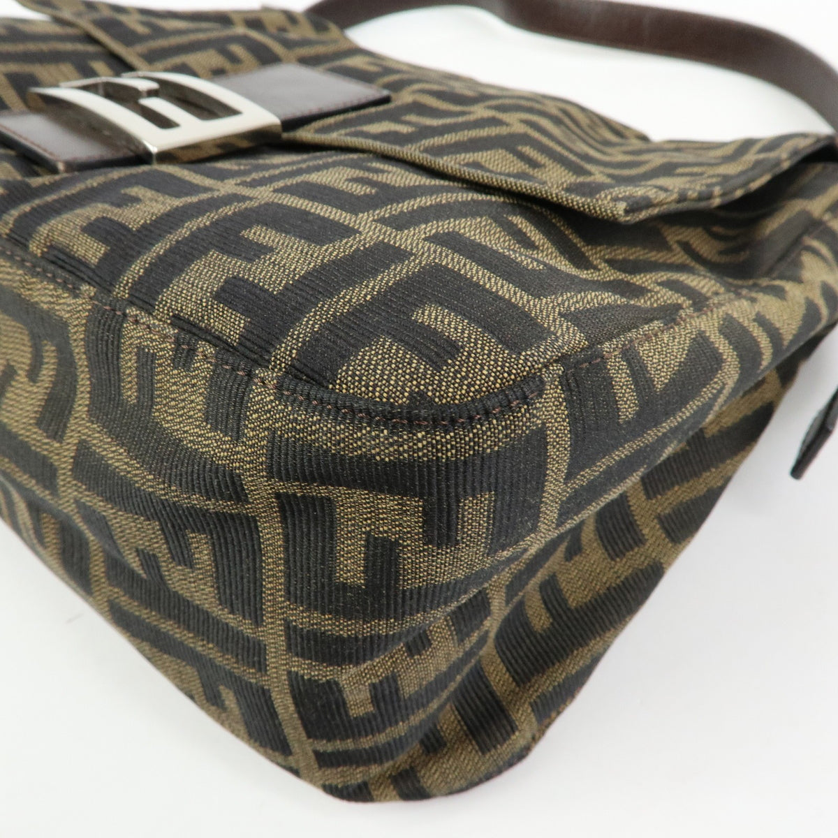 Fendi Zucchino Mamma Baguette Canvas, Brown, Canvas, Shoulder Bag
