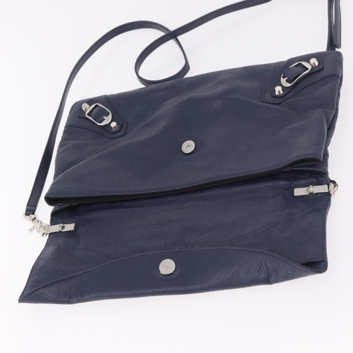 Balenciaga Classic Studs Envelope Strap Clutch Leather, Navy, Leather, Clutch