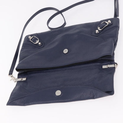 Balenciaga Classic Studs Envelope Strap Clutch Leather, Navy, Leather, Clutch