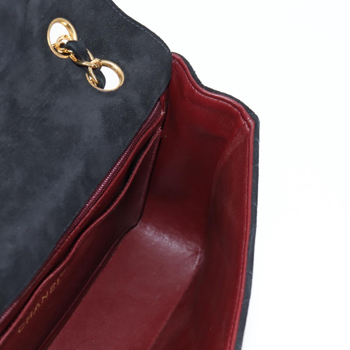 Chanel Vintage Classic Double Flap Bag Quilted Suede, BLACK, SUEDE, Handbag