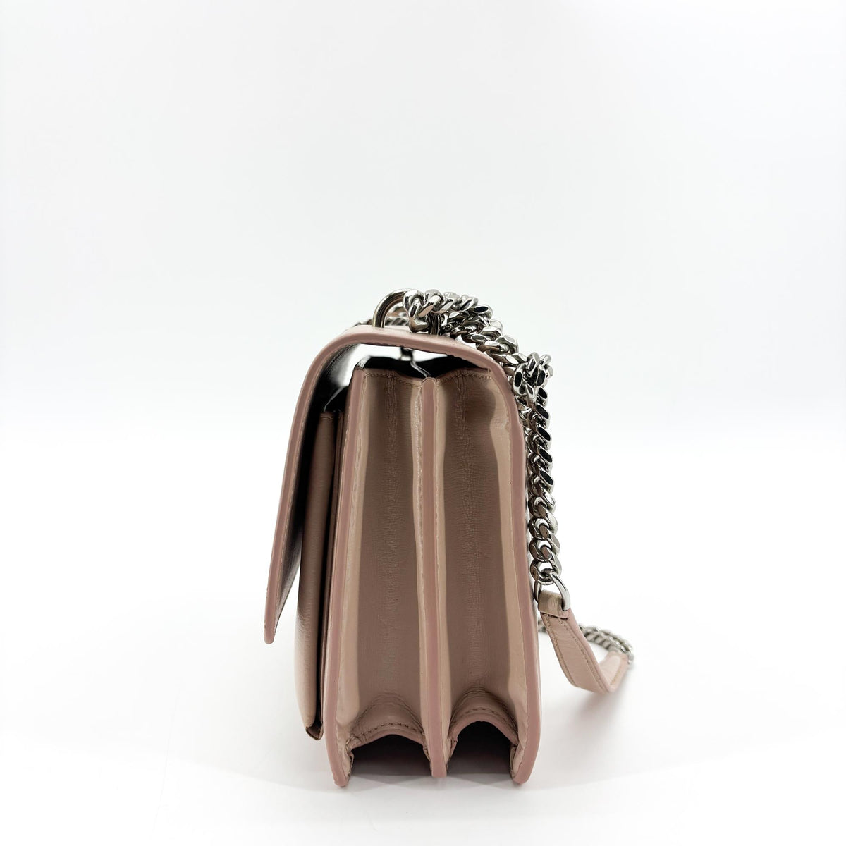 Saint Laurent Sunset Crossbody Bag Crackled Metallic Leather, Pink, Leather, Crossbody Bag