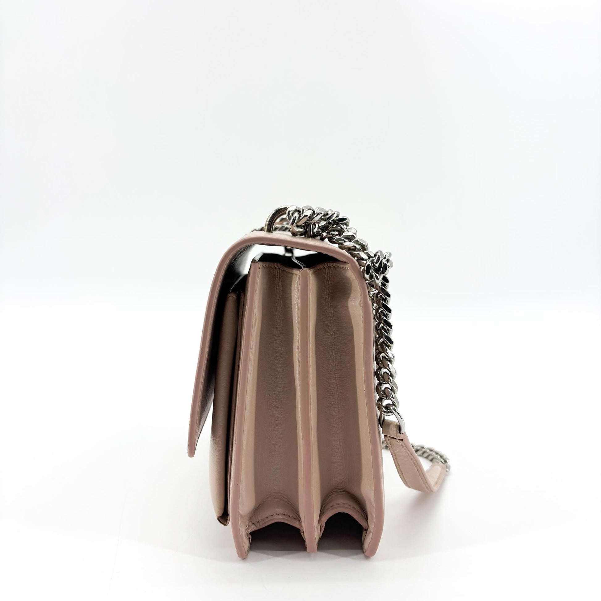 Saint Laurent Sunset Crossbody Bag Crackled Metallic Leather, Pink, Leather, Crossbody Bag