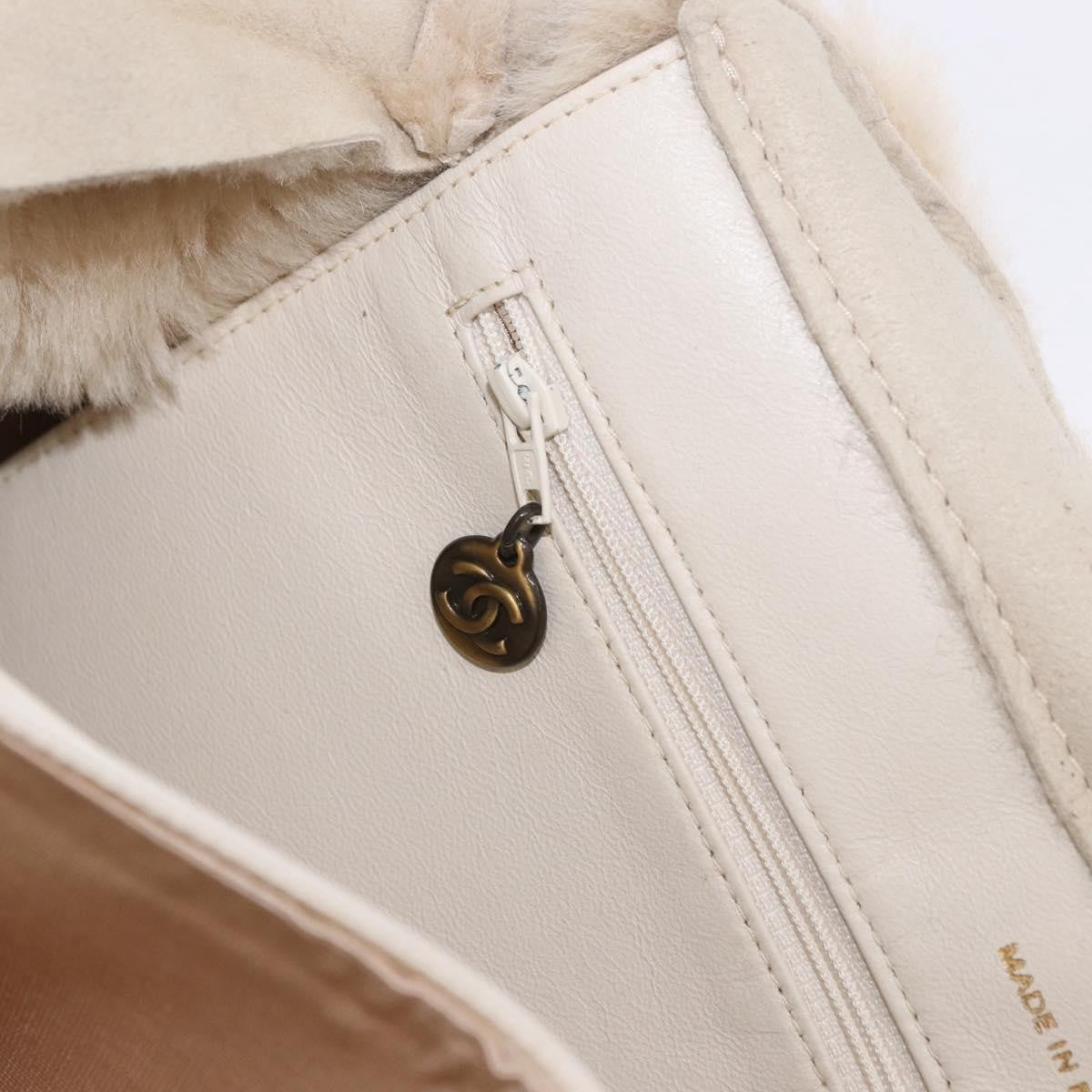 Chanel Vintage East West Tote Shearling and Suede, Beige, Leather, Tote Bag