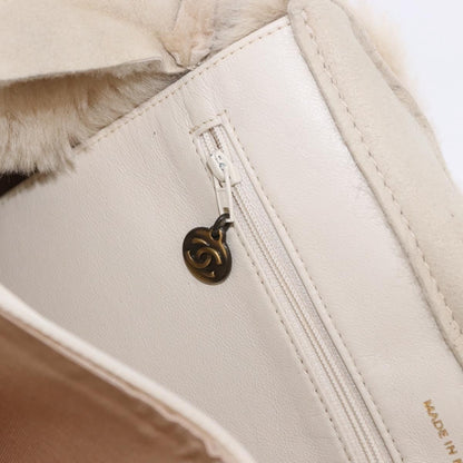 Chanel Vintage East West Tote Shearling and Suede, Beige, Leather, Tote Bag