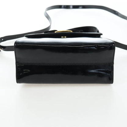 Salvatore Ferragamo Vala Patent Leather, Black, Patent Leather, Shoulder Bag