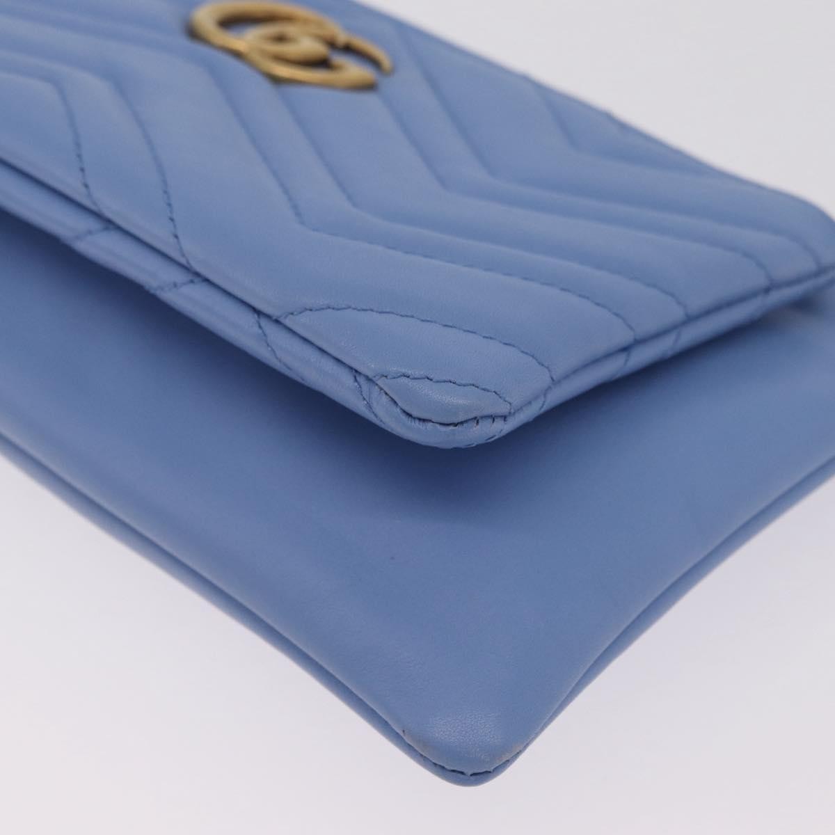 Gucci GG Marmont Double Matelasse Leather, Blue, Leather, Crossbody Bag