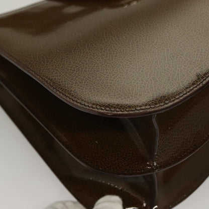 Celine Shoulder Leather, Khaki, Patent Leather, Shoulder Bag