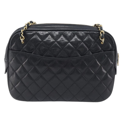 Chanel Vintage Front Pocket Camera Chevron Lambskin, Black, Leather, Handbag