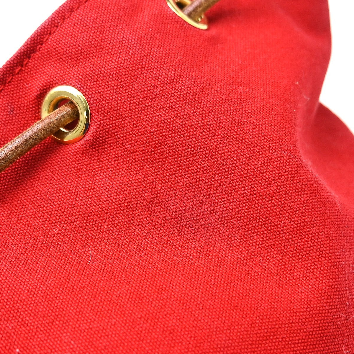 Hermes Polochon Drawstring Cotton, Red, Cotton, Backpack
