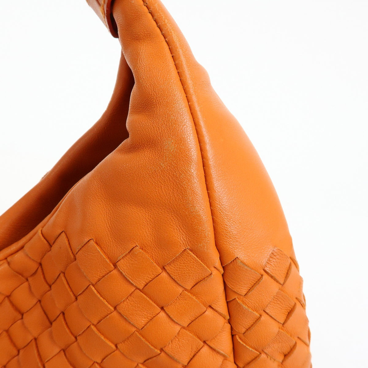 Bottega Veneta Campana Hobo Intrecciato Nappa, Orange, Leather, Shoulder Bag