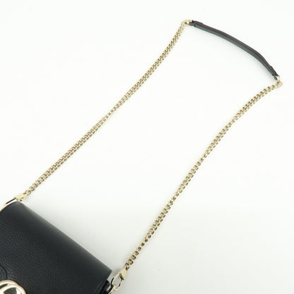 Gucci Interlocking Leather, Black, Leather, Shoulder Bag