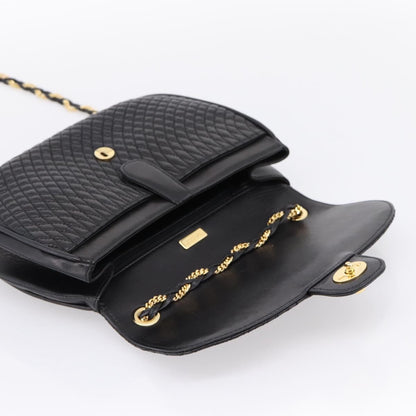 Bally Vintage Chain Quilted Leather, Black, Leather, Shoulder Bag