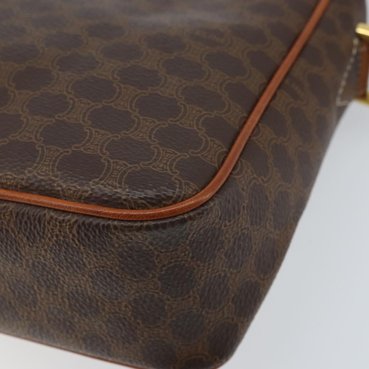 Celine Vintage Macadam Circle Logo Canvas and Leather, Brown, Canvas, Shoulder Bag