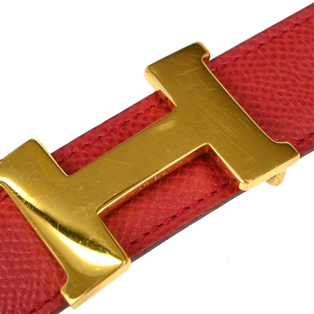 Hermes Constance Reversible Belt Leather, Red, Leather, Belt