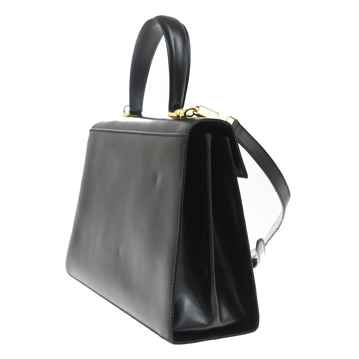Salvatore Ferragamo Convertible Top Handle Leather, Black, Leather, Handbag