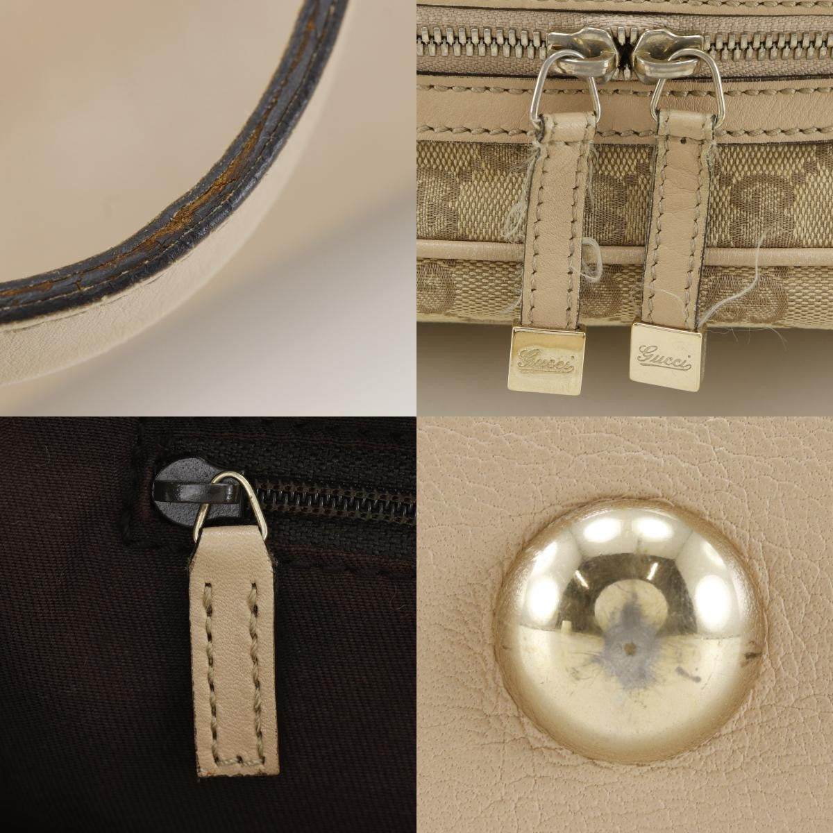 Gucci Princy Boston GG Canvas and leather, Beige, Canvas, Handbag