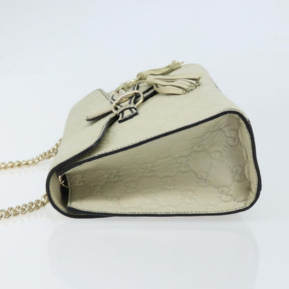 Gucci Emily Chain Flap Guccissima Leather, Beige, Leather, Shoulder Bag