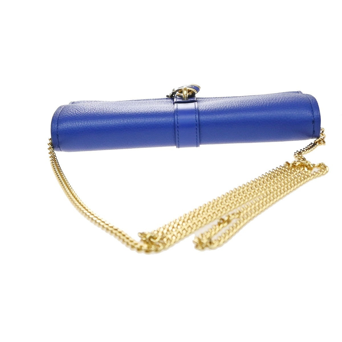Chloe Aby Chain Leather, Blue, Leather, Shoulder Bag