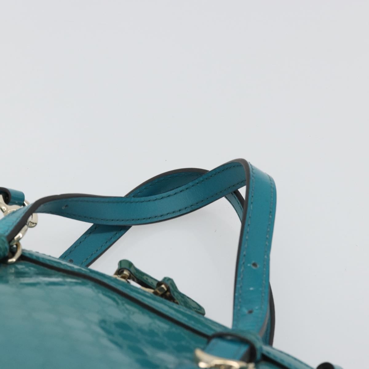 Gucci Nice Top Handle Microguccissima Patent, Turquoise, Patent Leather, Handbag