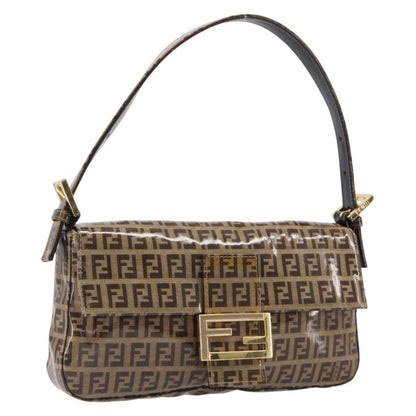 Fendi Mamma Baguette Zucca patent leather, Beige, Canvas, Shoulder Bag