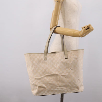 Gucci Open Tote GG Canvas and Leather, Beige, Canvas, Handbag