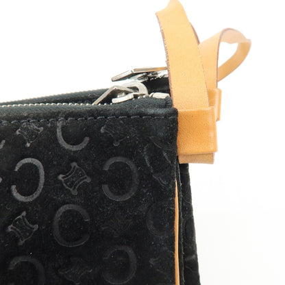 Celine C Macadam Shoulder Suede, Black, Suede, Handbag