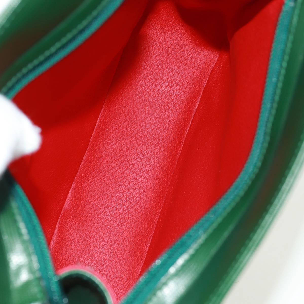 Celine Circle Logo Leather, Green, Leather, Shoulder Bag