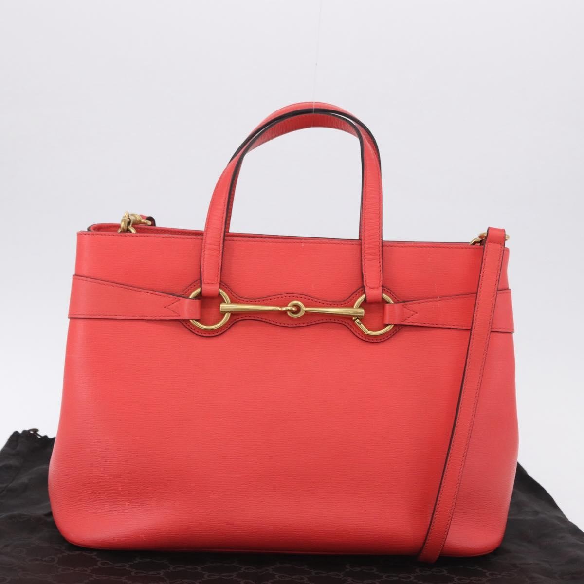 Gucci Bright Bit Convertible Leather, Red, Leather, Tote Bag