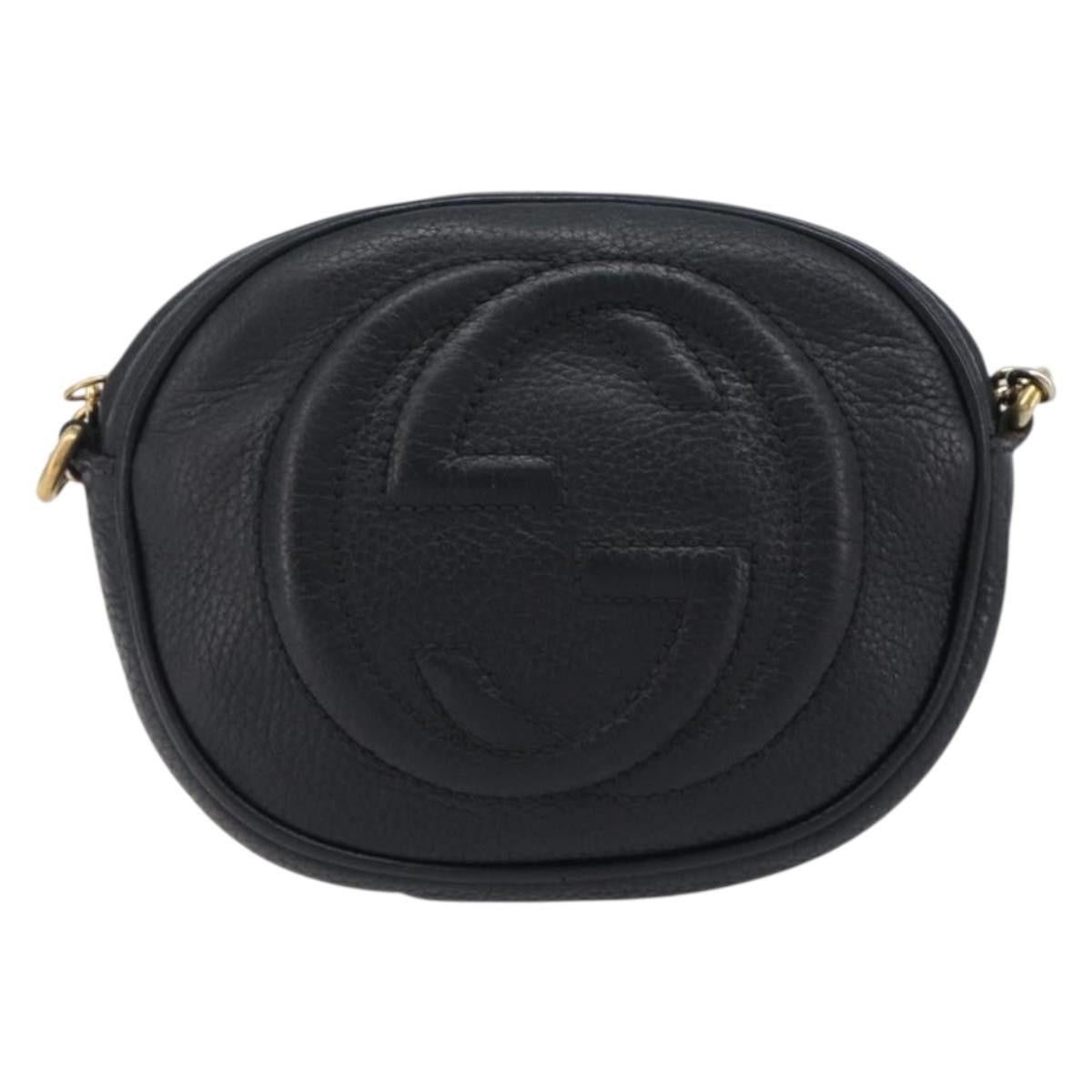 Gucci Soho Chain Leather, Black, Leather, Handbag