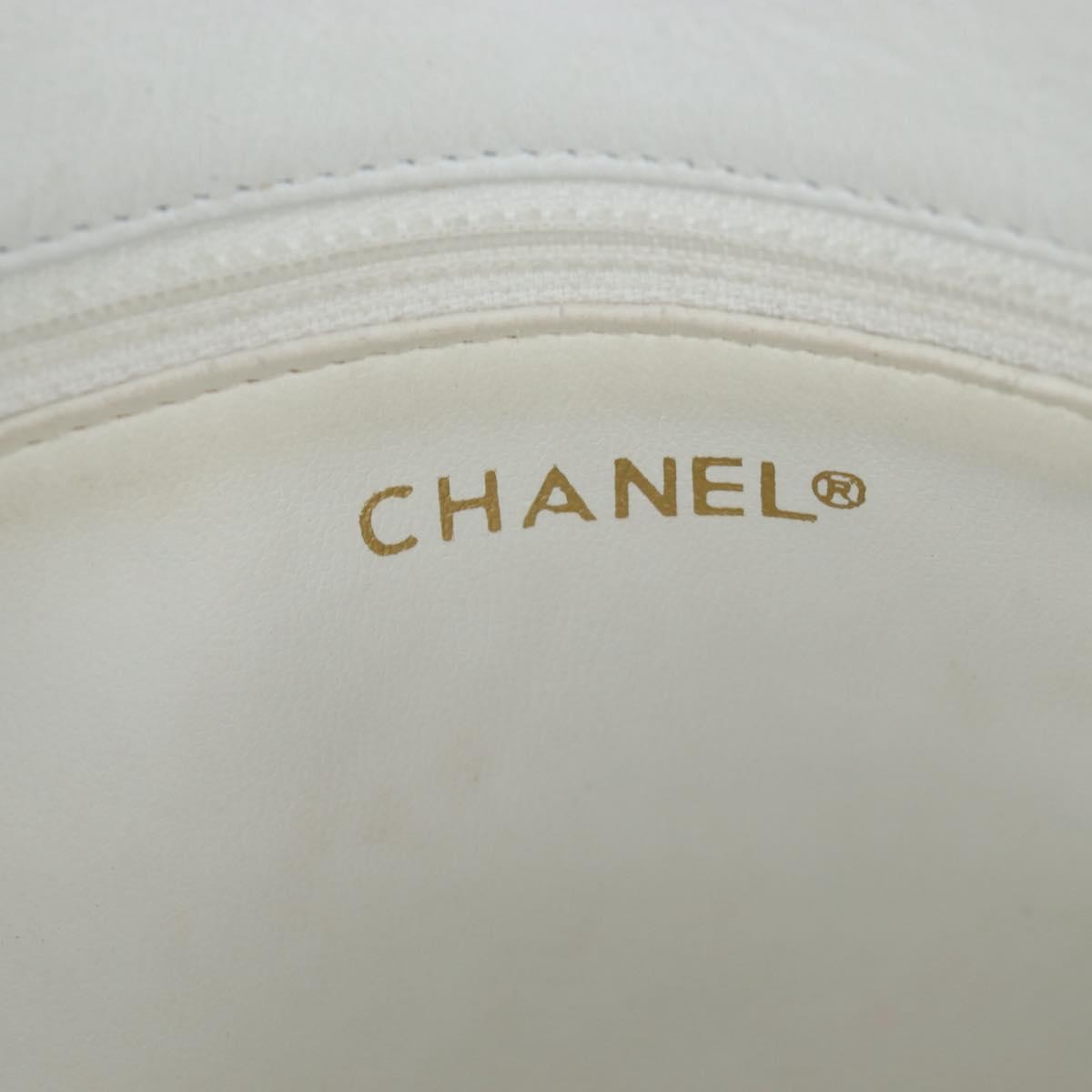 Chanel Shoulder Quilted Leather, White, Leather, Shoulder Bag