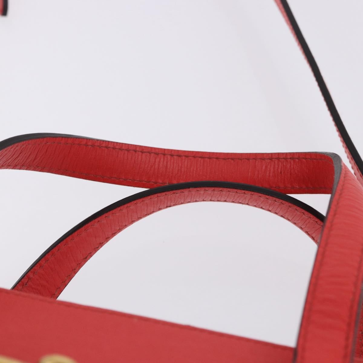 Gucci Bright Bit Convertible Leather, Red, Leather, Tote Bag