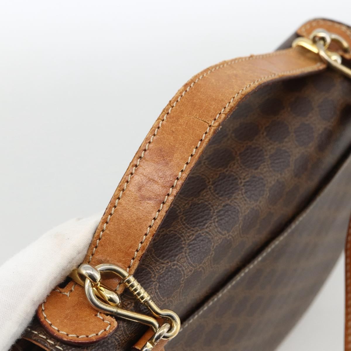 Celine Vintage Macadam Canvas and Leather, Brown, Canvas, Handbag