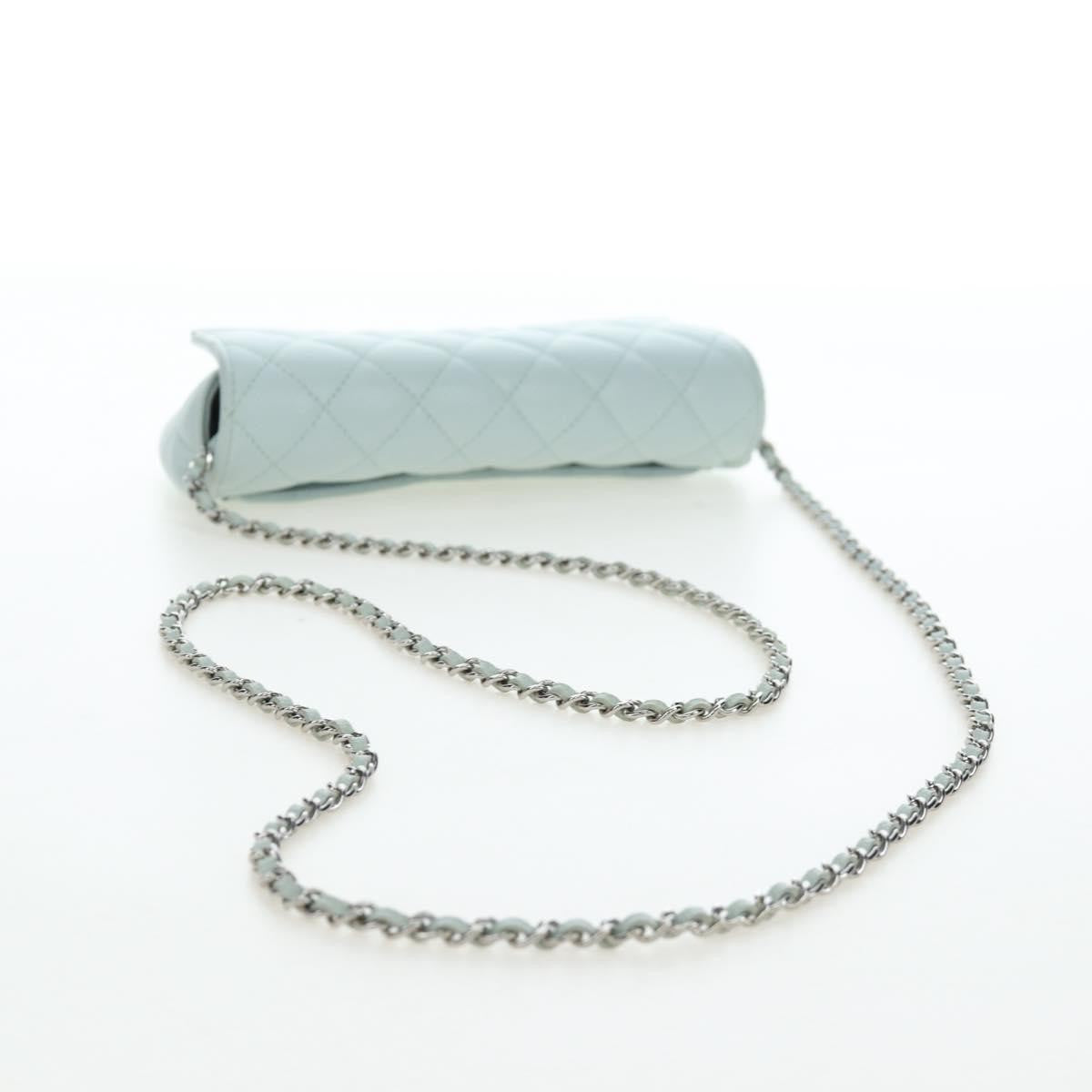 Chanel Classic Sunglasses Case with Chain Quilted Caviar, Blue, Calfskin, Clutch