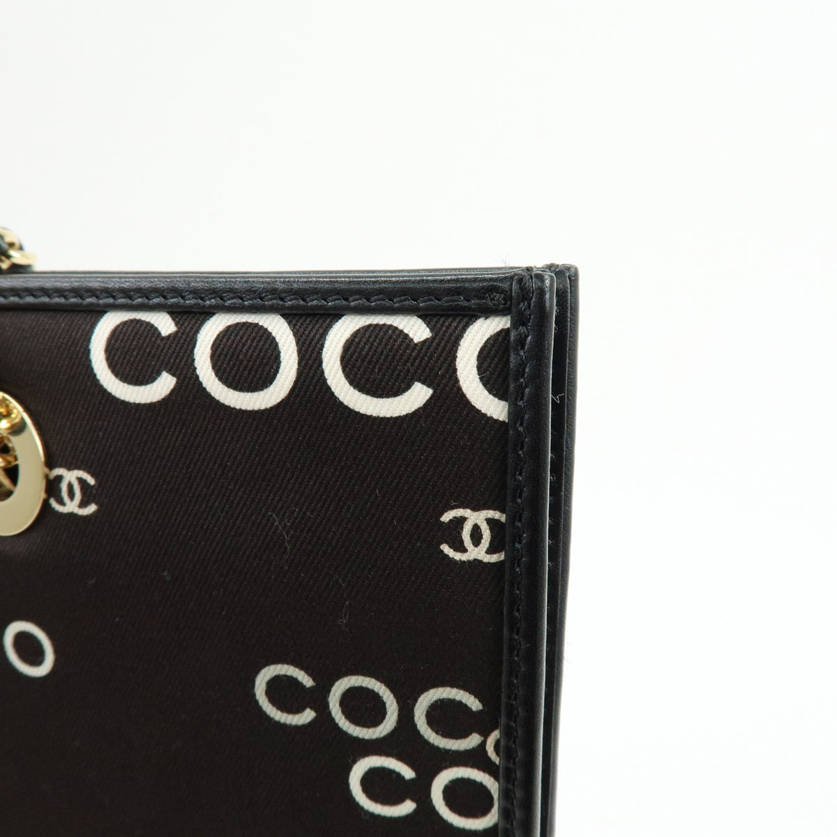 Chanel Vintage Coco Chain Shopping Printed Canvas, Black, Canvas, Tote Bag